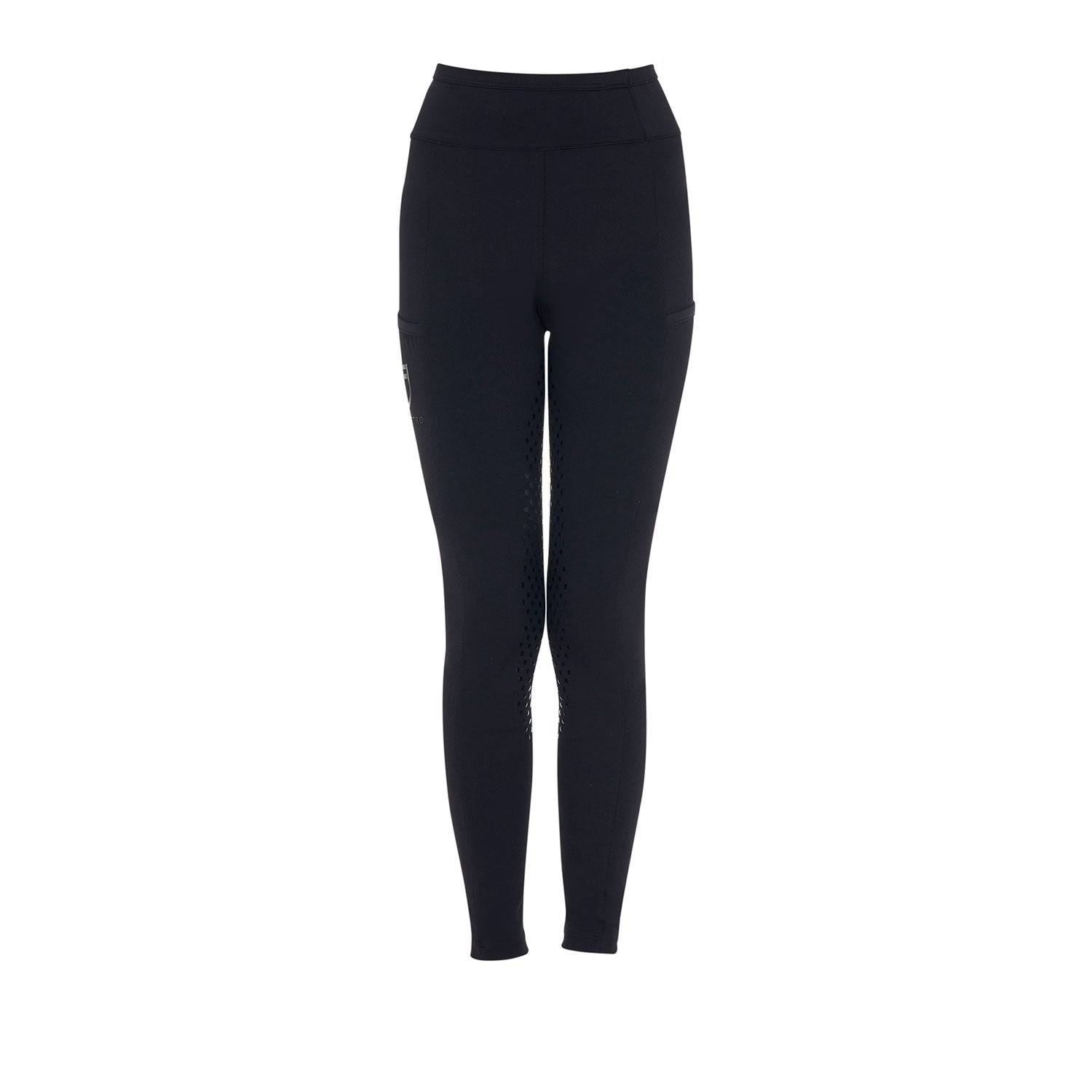 Leggings para niña con decoraciones perforadas Equestro - Negro