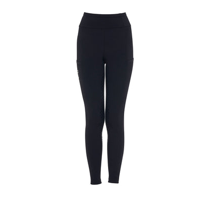 Leggings para niña con decoraciones perforadas Equestro - Negro