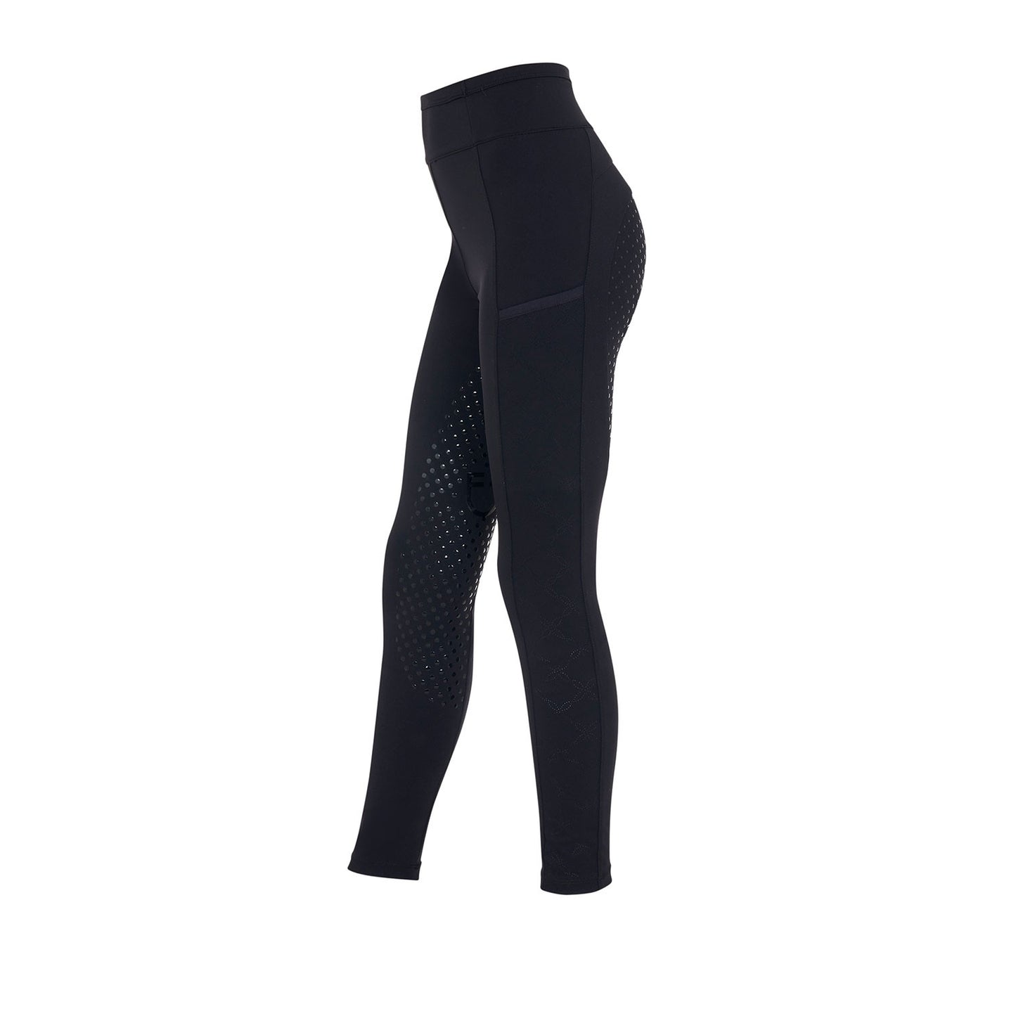 Leggings para niña con decoraciones perforadas Equestro - Negro