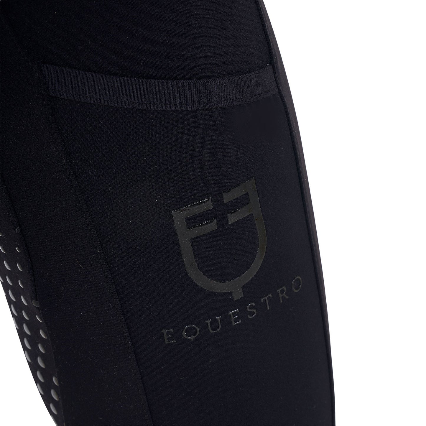 Leggings para niña con decoraciones perforadas Equestro - Negro