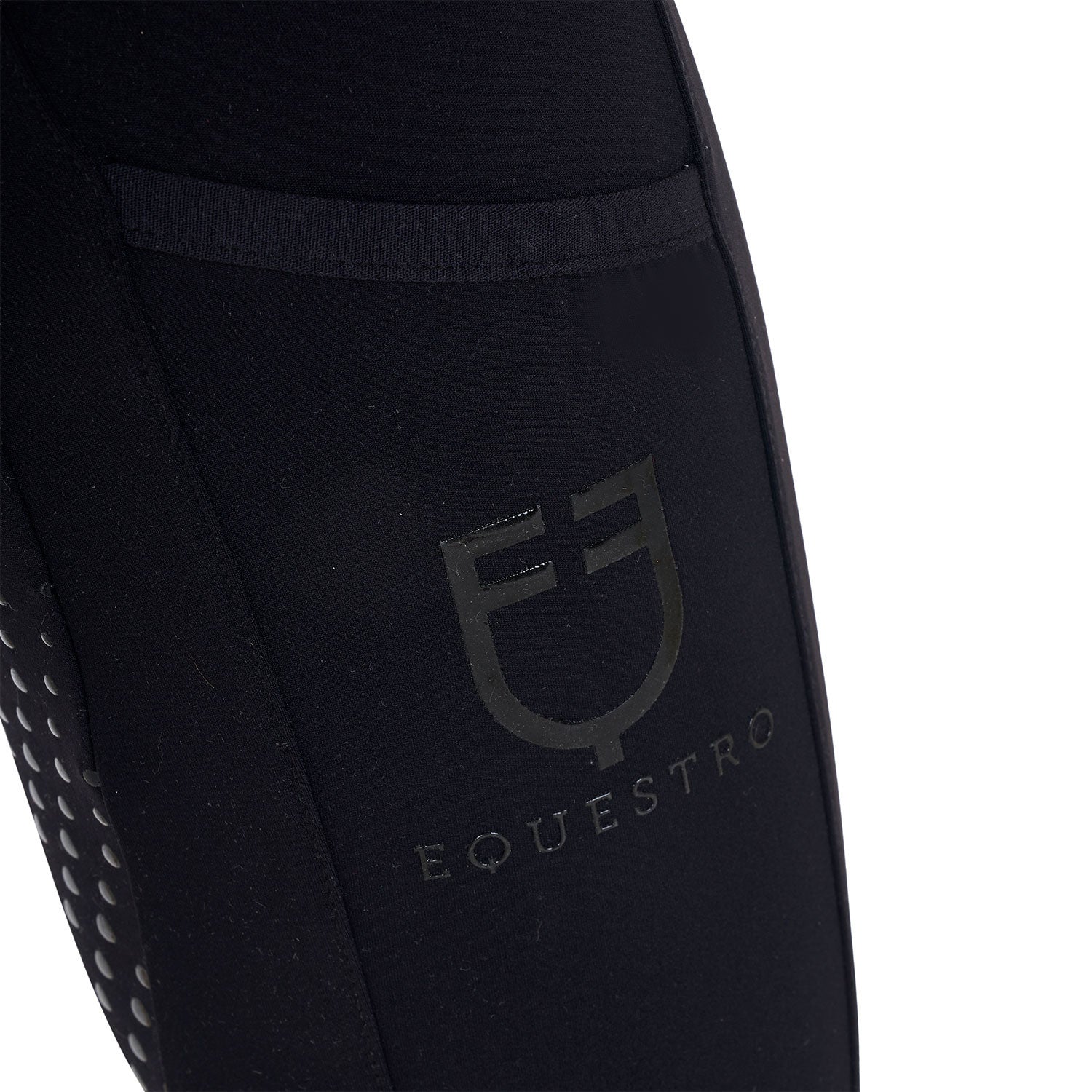 Leggings para niña con decoraciones perforadas Equestro - Negro