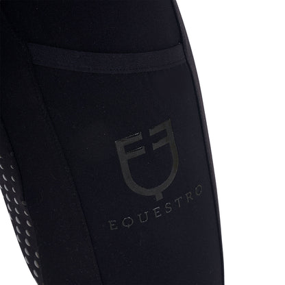 Leggings para niña con decoraciones perforadas Equestro - Negro