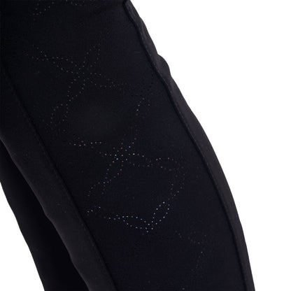 Leggings para niña con decoraciones perforadas Equestro - Negro