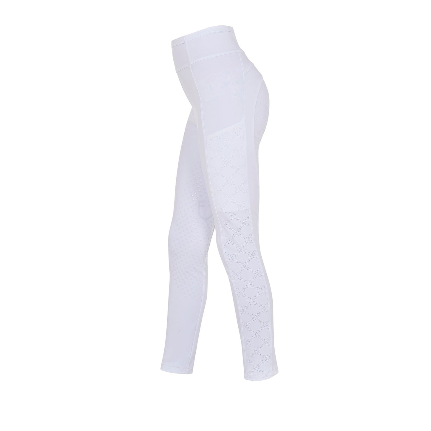 Leggings para niña con decoraciones perforadas Equestro - Blanco