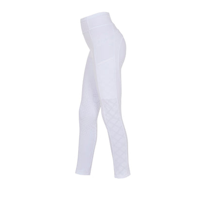 Leggings para niña con decoraciones perforadas Equestro - Blanco