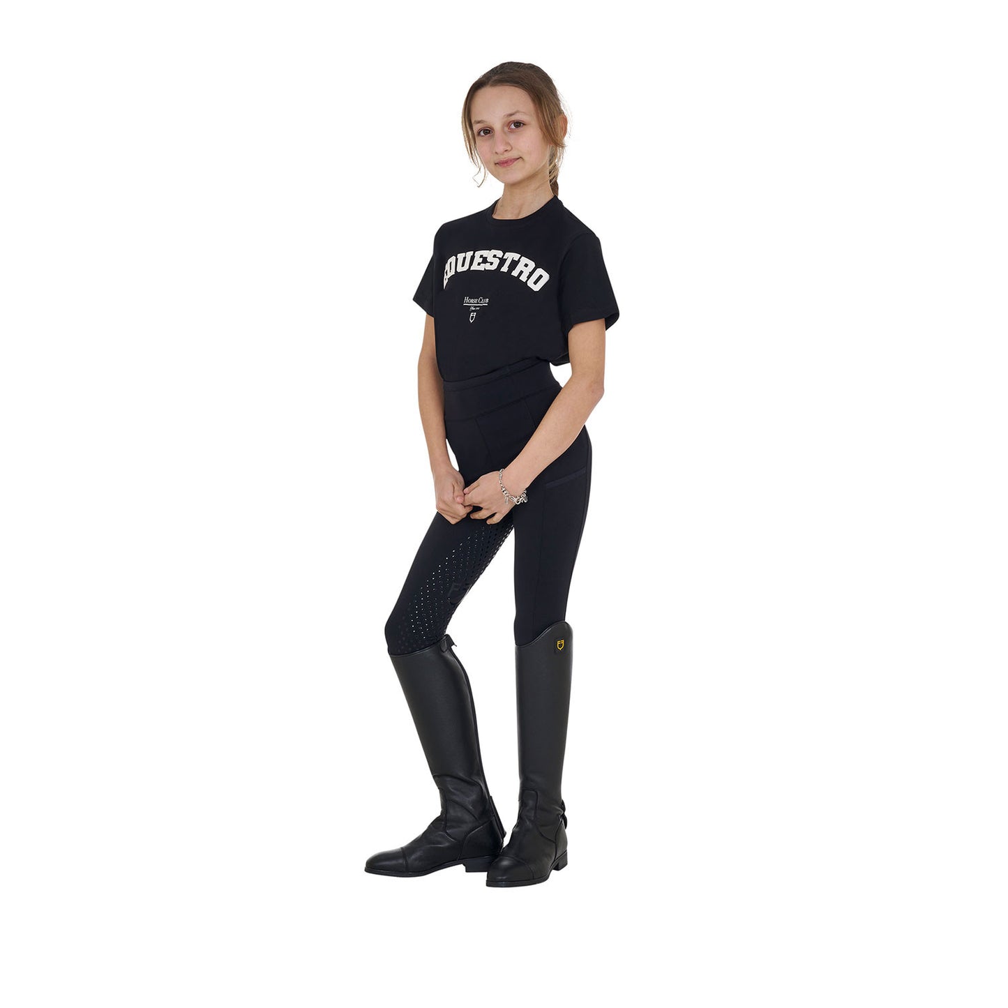 Camiseta niña Horse Club de algodón Equestro - Negro
