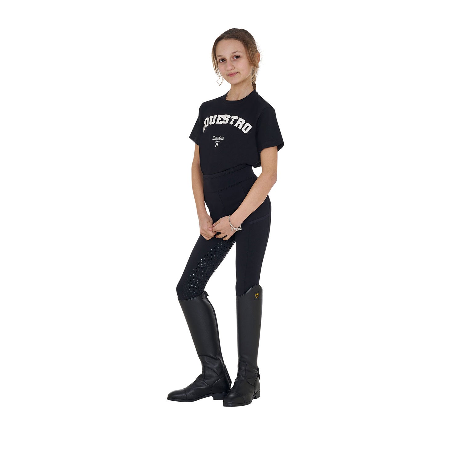 Camiseta niña Horse Club de algodón Equestro - Negro