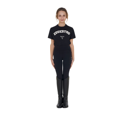 Camiseta niña Horse Club de algodón Equestro - Negro