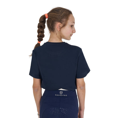 Camiseta niña Horse Club de algodón Equestro - Azul marino
