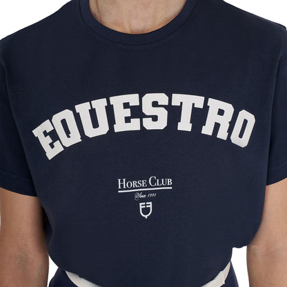 Camiseta niña Horse Club de algodón Equestro - Azul marino
