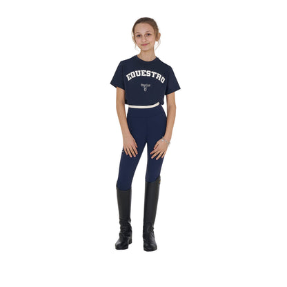 Camiseta niña Horse Club de algodón Equestro - Azul marino