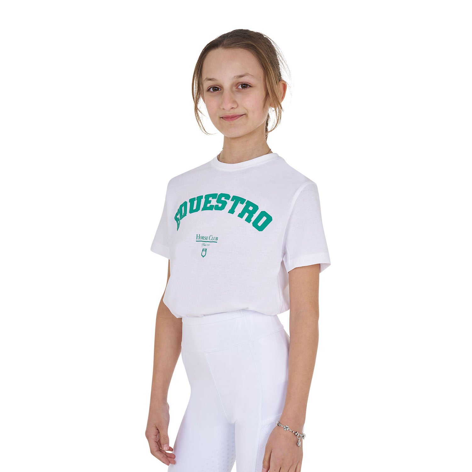 Camiseta niña Horse Club de algodón Equestro - Blanco
