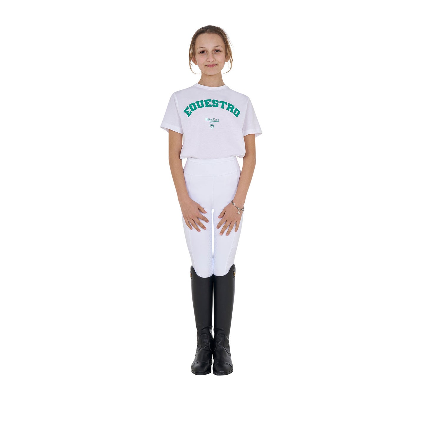 Camiseta niña Horse Club de algodón Equestro - Blanco