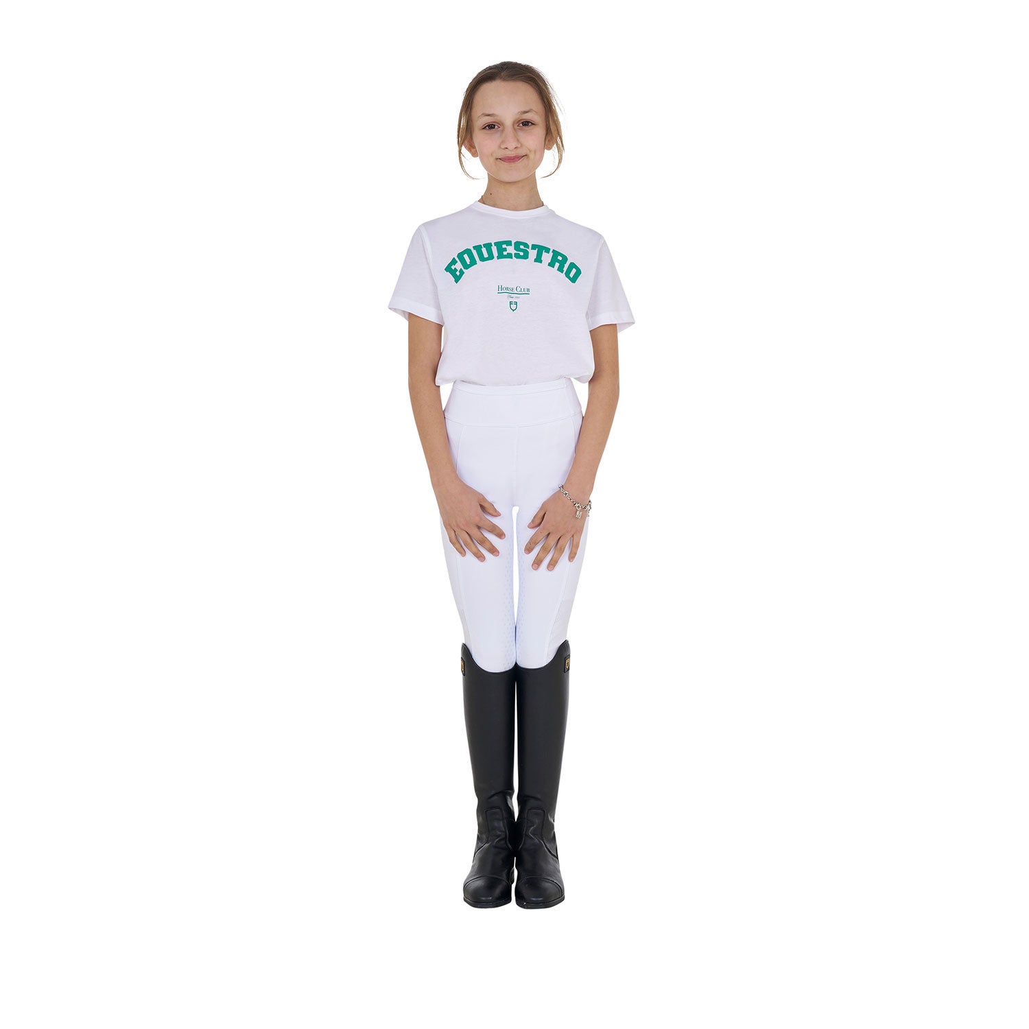 Camiseta niña Horse Club de algodón Equestro - Blanco