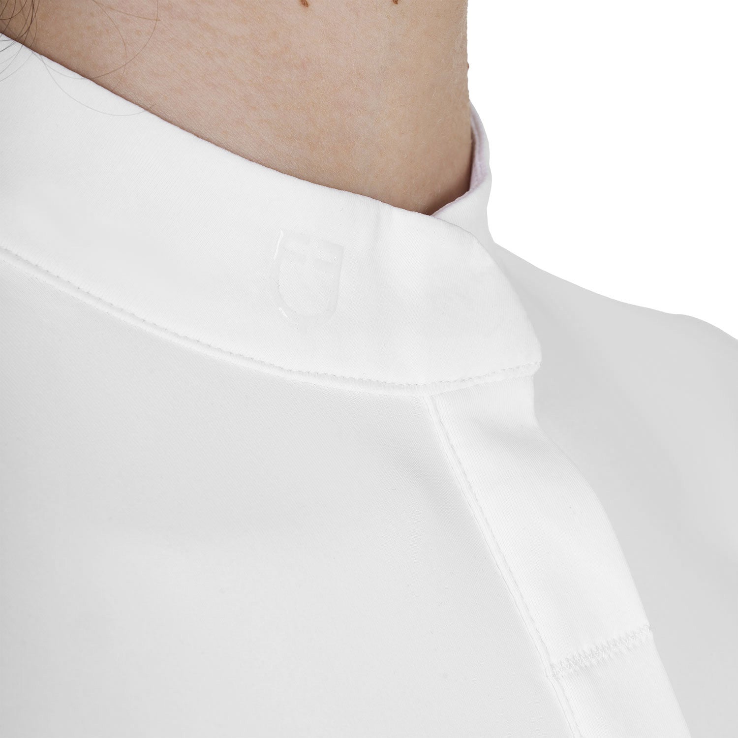 Polo concurso niña slim fit con botones Equestro - Blanco