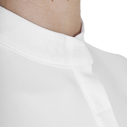 Polo concurso niña slim fit con botones Equestro - Blanco