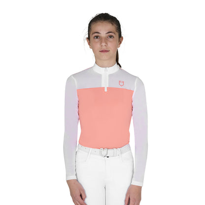 Polo concurso para niña de manga larga con insertos de micro malla Equestro - Desert Flower