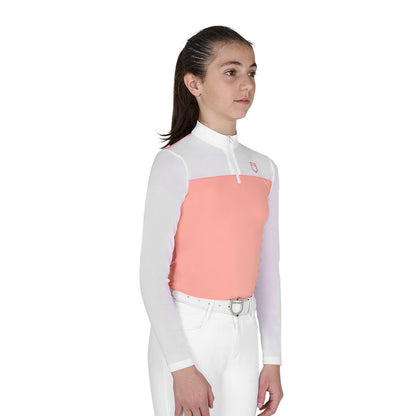 Polo concurso para niña de manga larga con insertos de micro malla Equestro - Desert Flower
