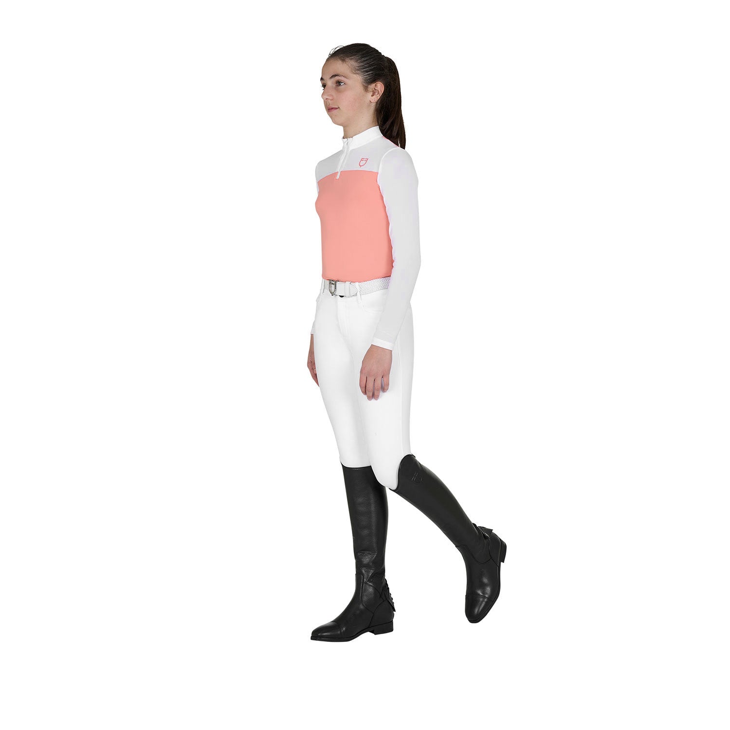 Polo concurso para niña de manga larga con insertos de micro malla Equestro - Desert Flower