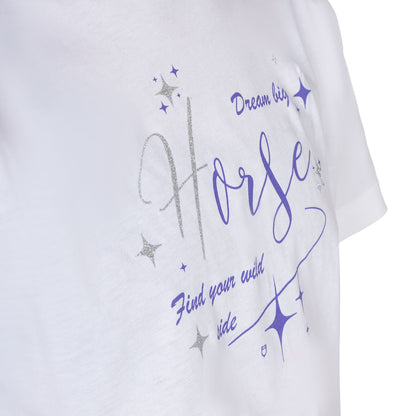 Camiseta de algodón Girl's Dream Big Equestro - Blanco