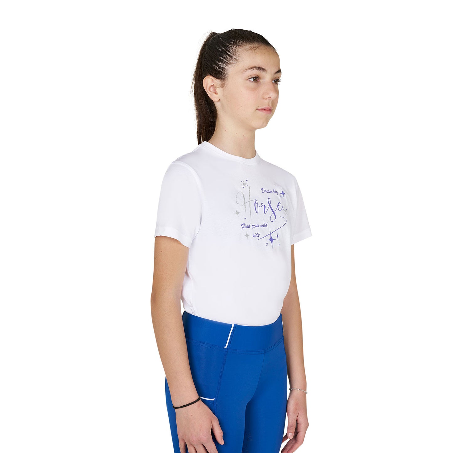 Camiseta de algodón Girl's Dream Big Equestro - Blanco