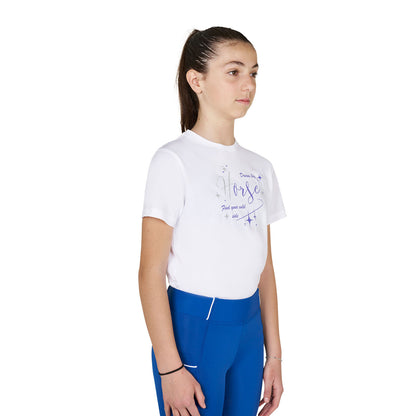 Camiseta de algodón Girl's Dream Big Equestro - Blanco