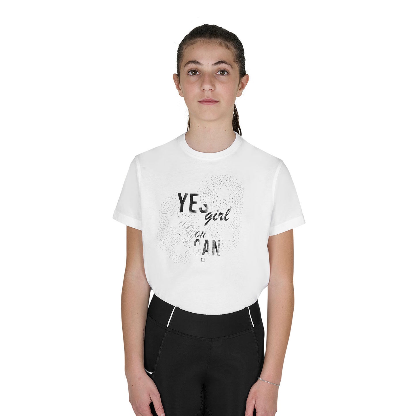 Camiseta de algodón para niña "Sí, niña, tú puedes" Equestro - Blanco