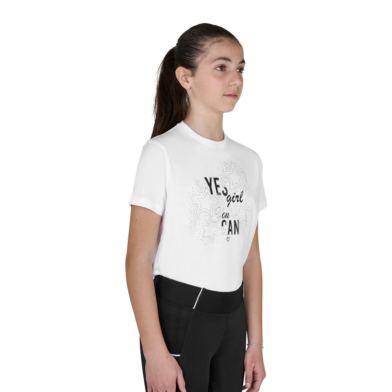 Camiseta de algodón para niña "Sí, niña, tú puedes" Equestro - Blanco