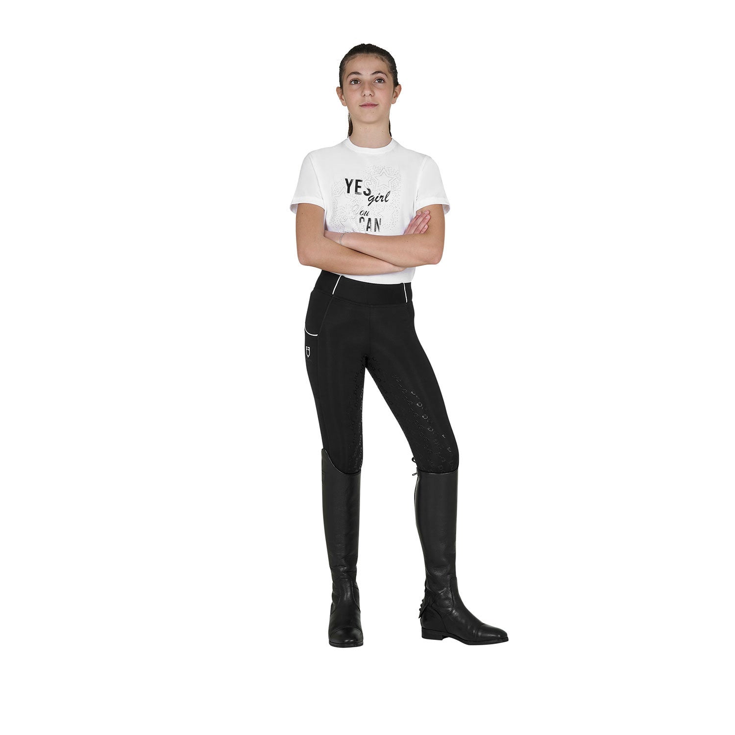 Camiseta de algodón para niña "Sí, niña, tú puedes" Equestro - Blanco