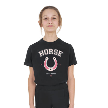 Camiseta de algodón para equipo de niña Equestro - Negro
