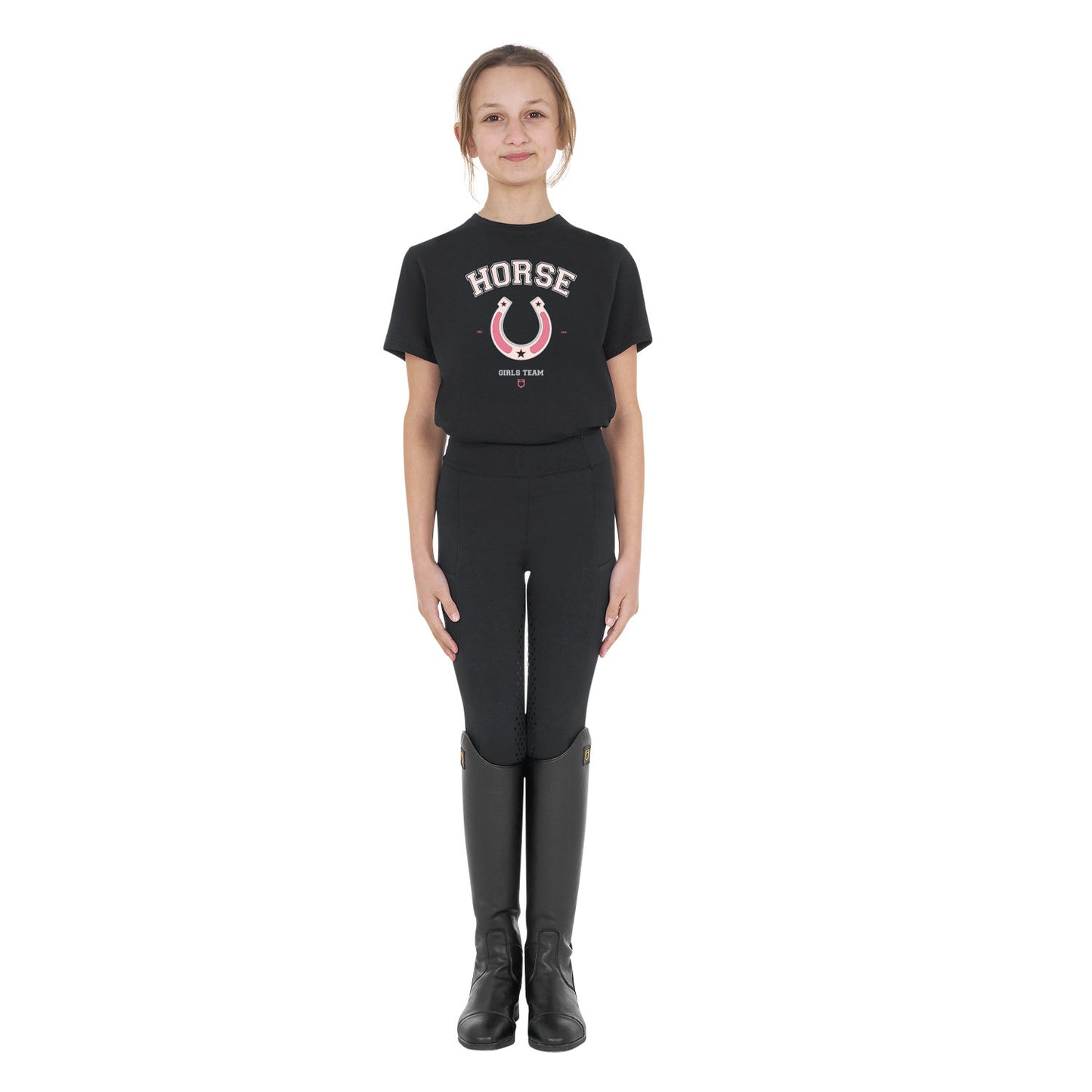 Camiseta de algodón para equipo de niña Equestro - Negro