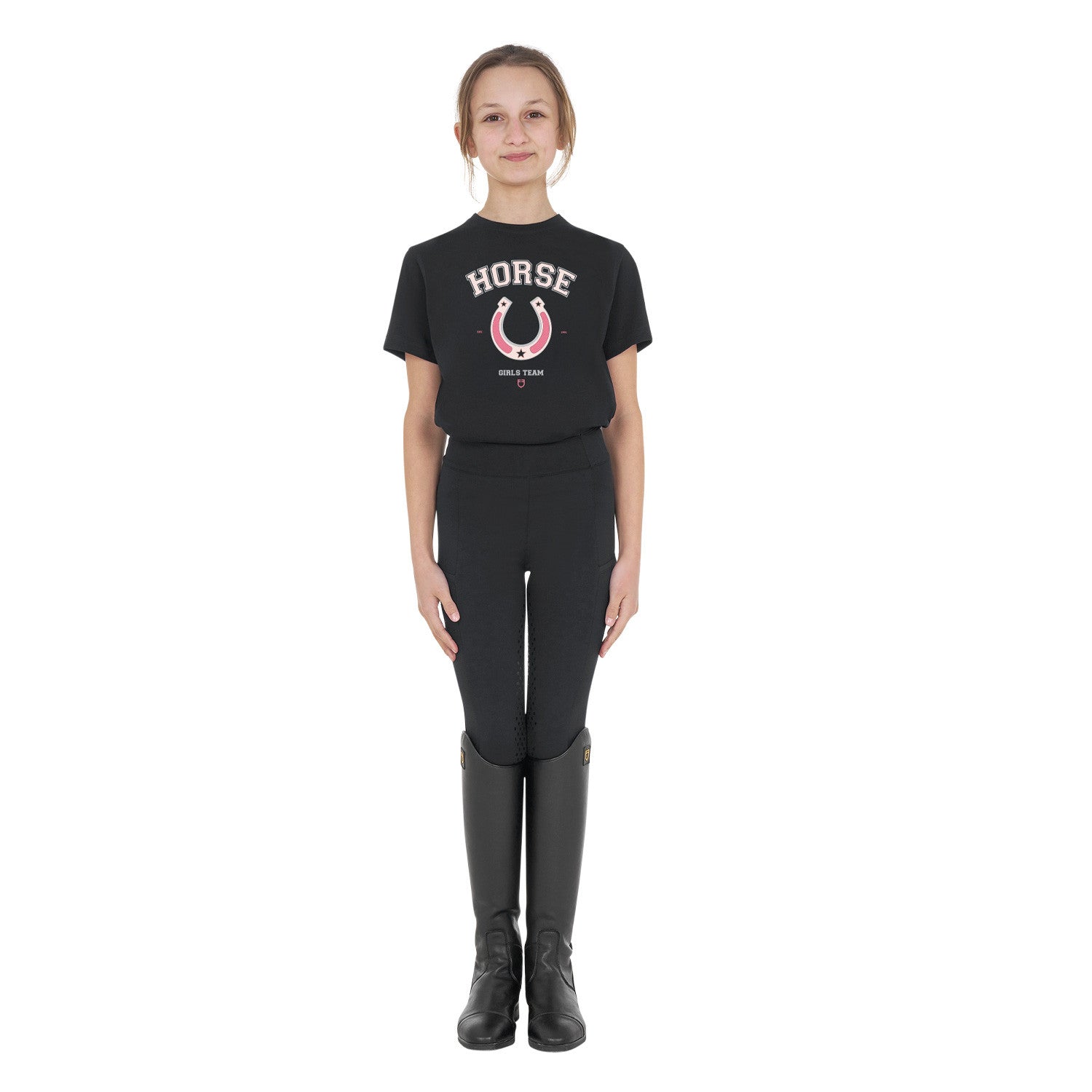 Camiseta de algodón para equipo de niña Equestro - Negro