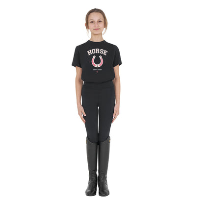 Camiseta de algodón para equipo de niña Equestro - Negro