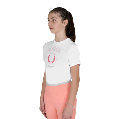 Camiseta de algodón para equipo de niña Equestro - Blanco
