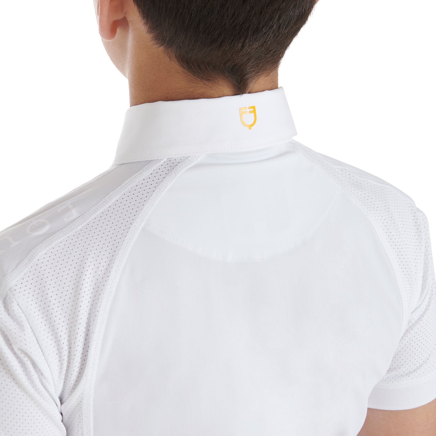 Polo infantil de concurso slim fit cuatro botones Equestro - Blanco