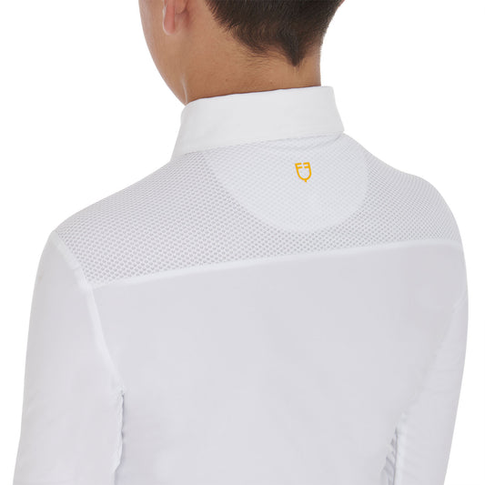Polo de niño de manga larga con botones Equestro - White/White