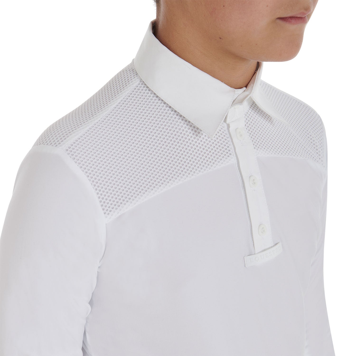 Polo de niño de manga larga con botones Equestro - White/White