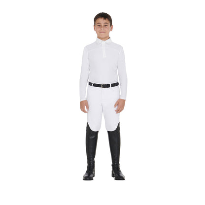 Polo de niño de manga larga con botones Equestro - White/White