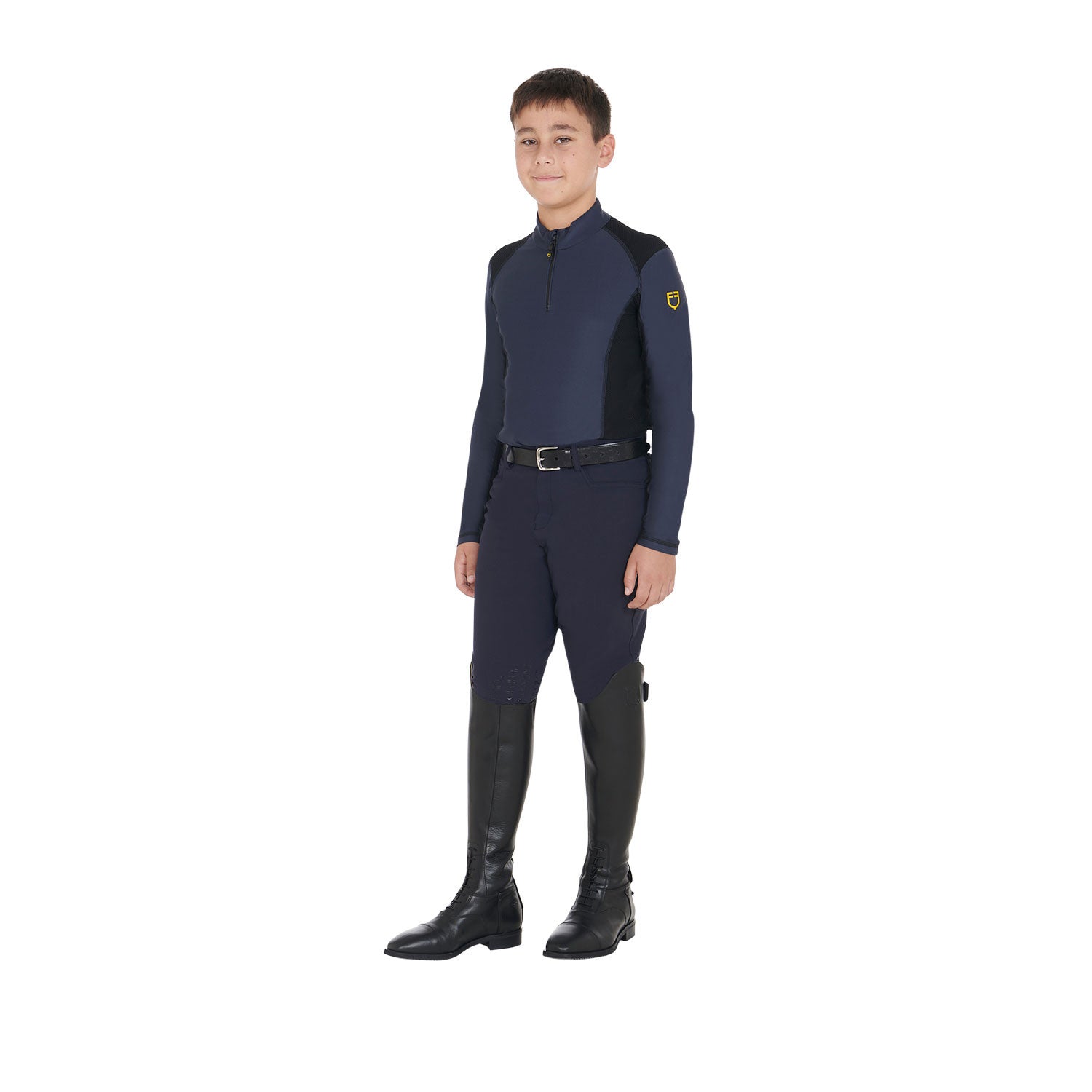Capa base infantil de entrenamiento en tejido técnico Equestro - Navy Blazer