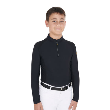 Capa base infantil de entrenamiento en tejido técnico Equestro - Negro