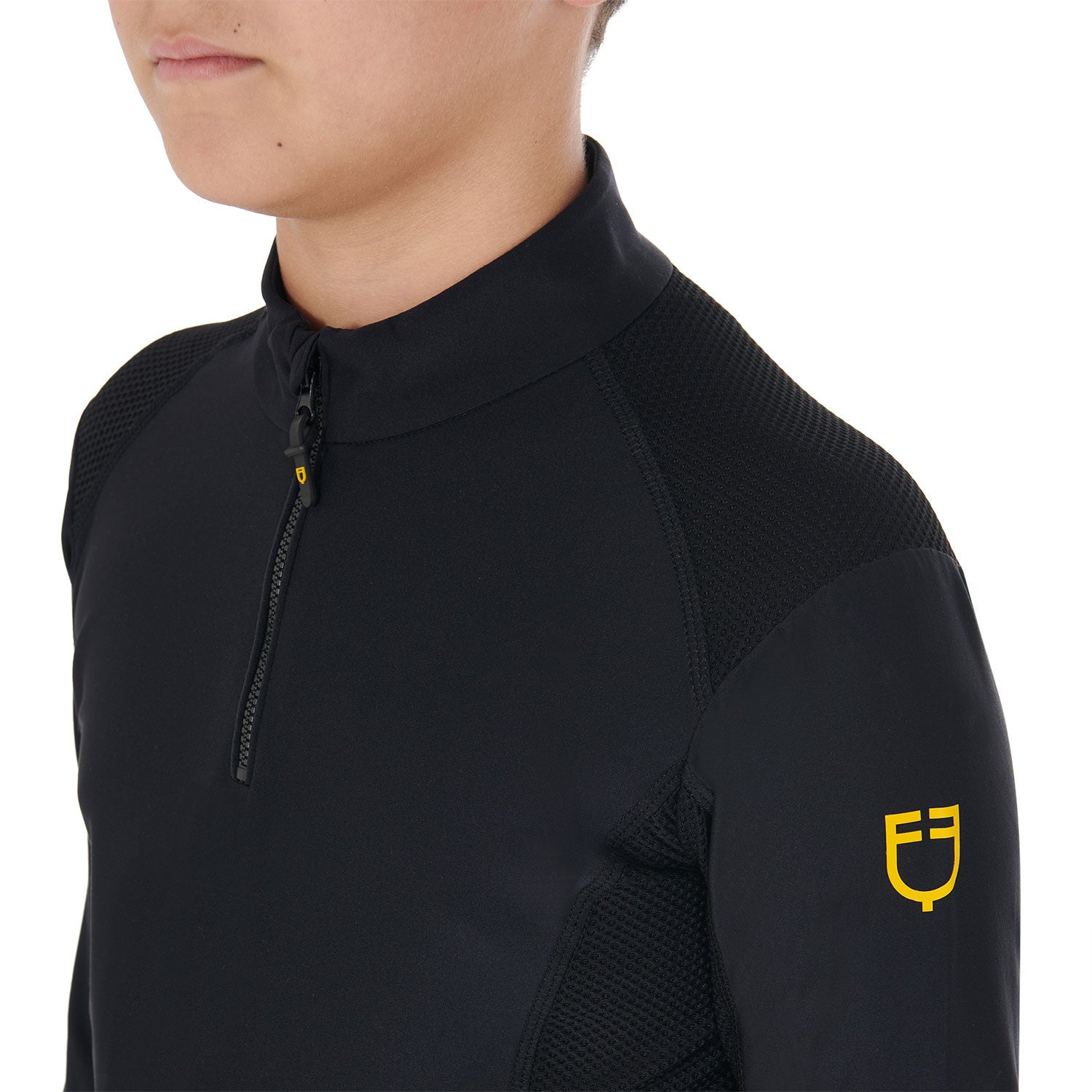 Capa base infantil de entrenamiento en tejido técnico Equestro - Negro