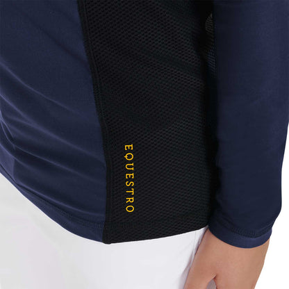 Capa base infantil de entrenamiento en tejido técnico Equestro - Azul marino