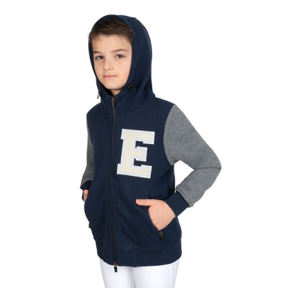 Sudadera con cremallera completa de invierno para niño Equestro - Navy Blazer (19-3923)/Grey Melange