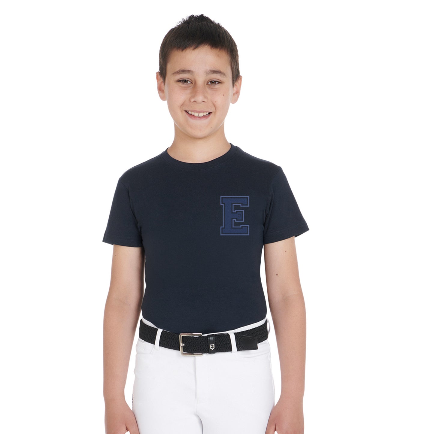 Camiseta de algodón con monograma Equestro para niño - Azul marino