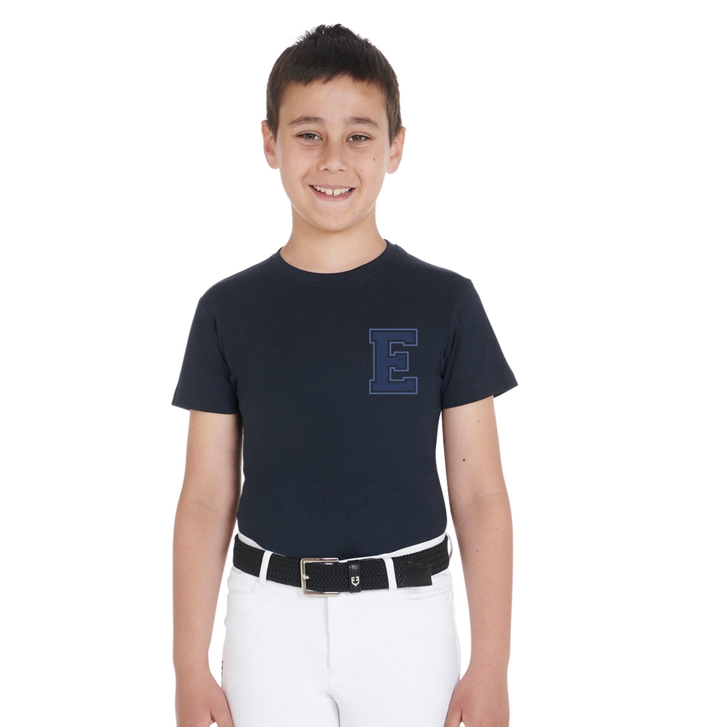 Camiseta de algodón con monograma Equestro para niño - Azul marino