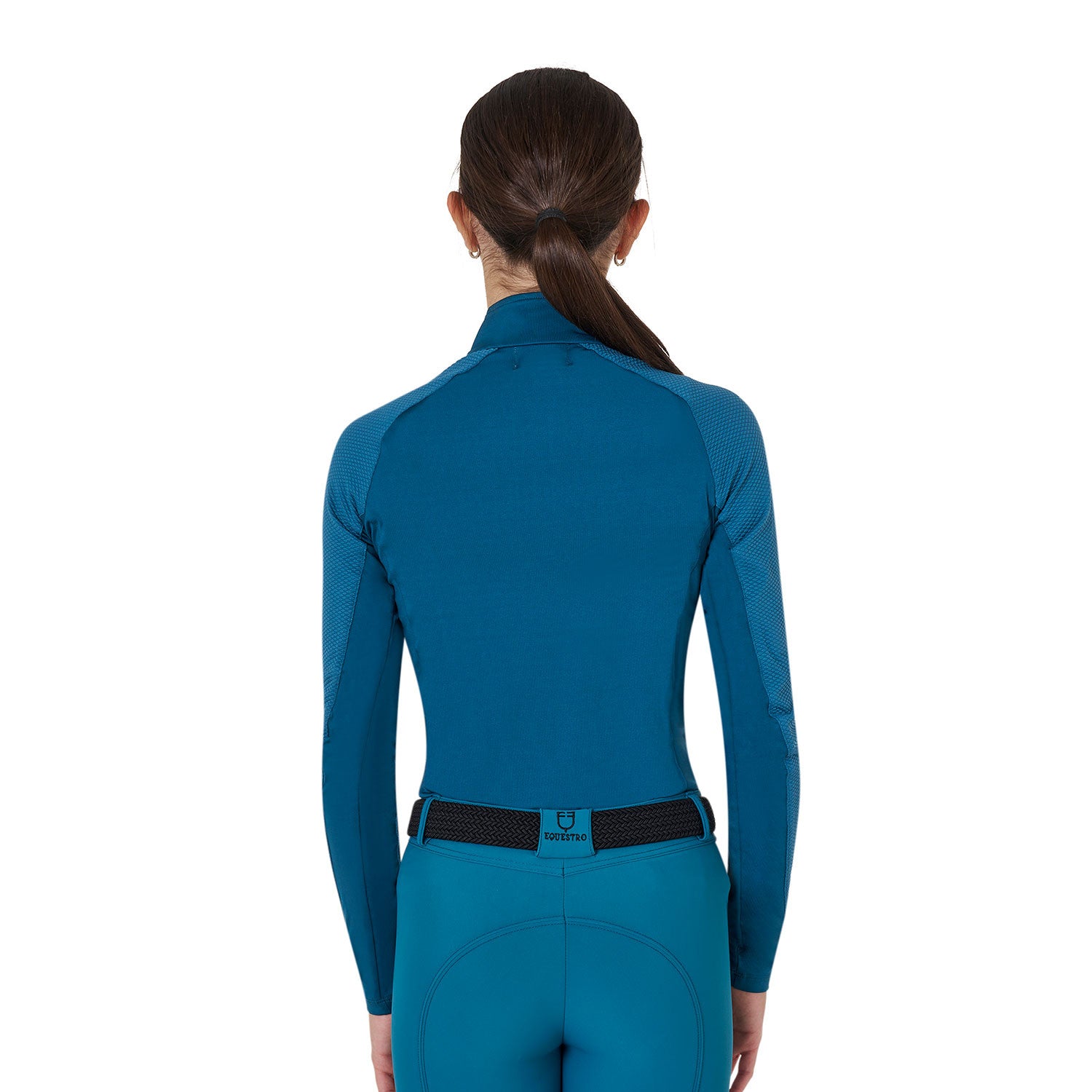 Capa base de tejido técnico para niños Equestro - Blue Coral (19-4526)/White