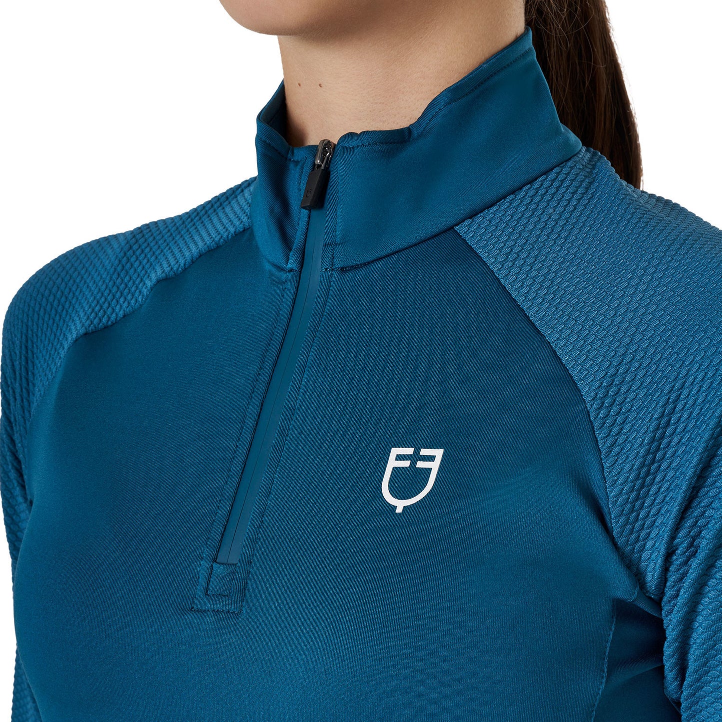 Capa base de tejido técnico para niños Equestro - Blue Coral (19-4526)/White