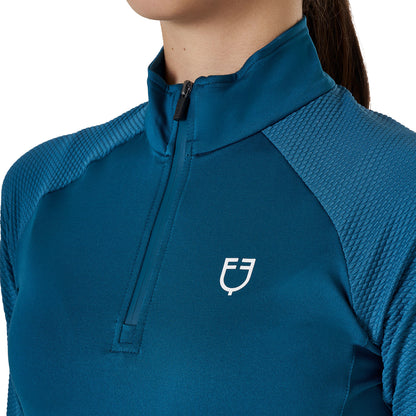 Capa base de tejido técnico para niños Equestro - Blue Coral (19-4526)/White