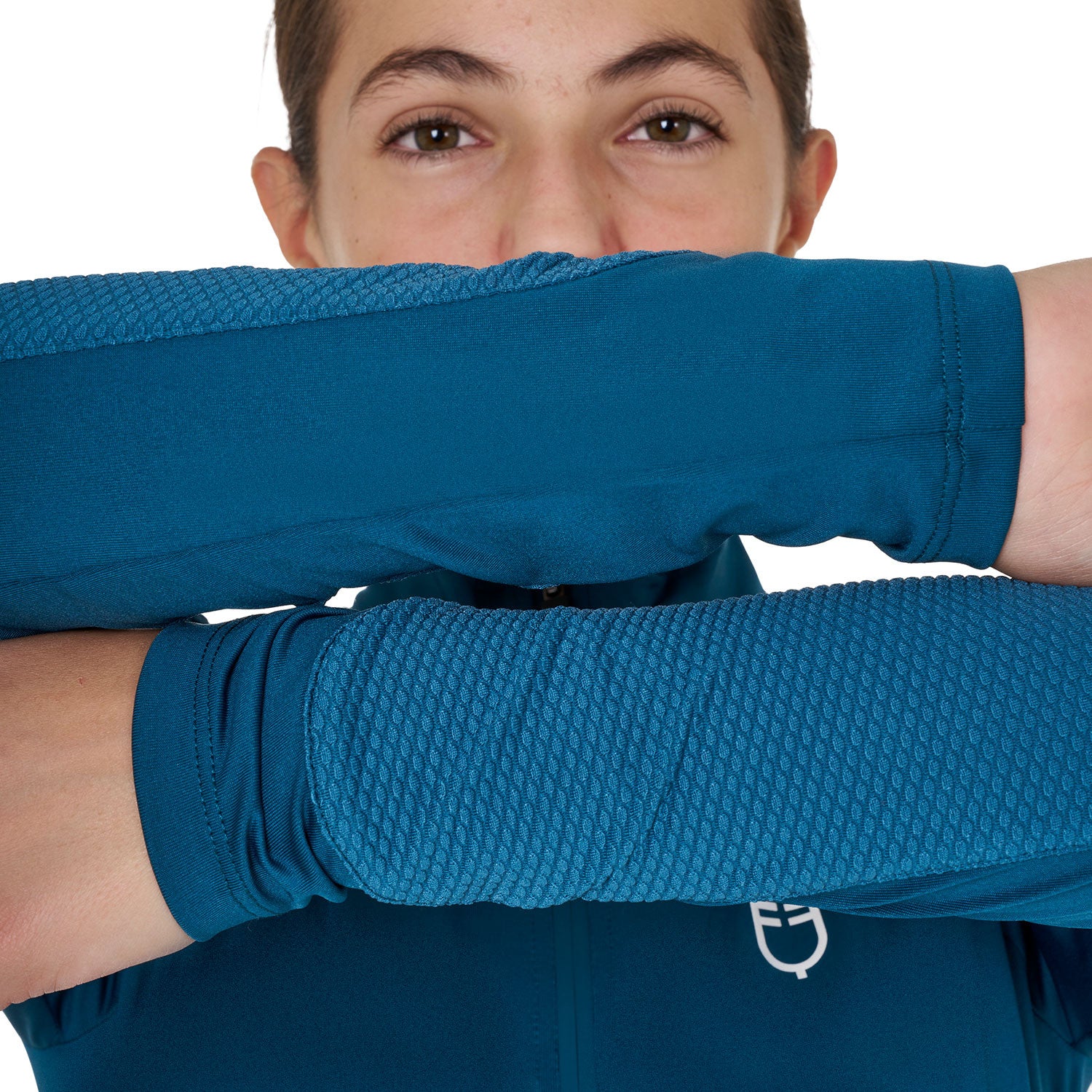Capa base de tejido técnico para niños Equestro - Blue Coral (19-4526)/White