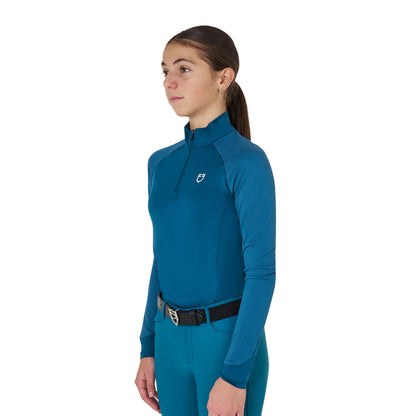 Capa base de tejido técnico para niños Equestro - Blue Coral (19-4526)/White
